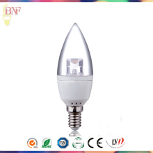 Cheap Transparement C37 LED Factory Candle Bulb with Daylight E14